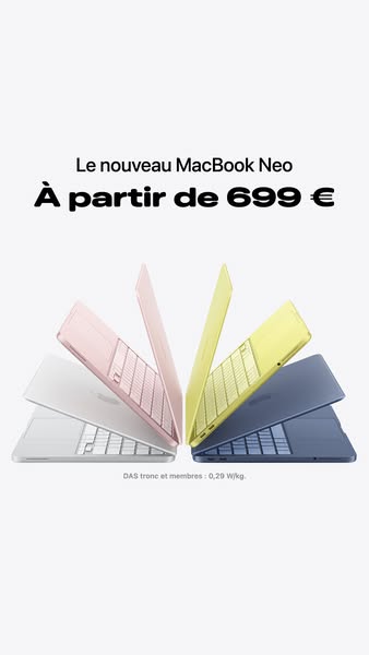 Apple Meta ad example started 2026-03-28: Acheter un MacBook Neo