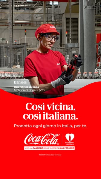 Coca-Cola Meta ad example started 2026-04-20: Coca-Cola. Così vicina, così italiana, Coca-Cola. Così vicina, così italiana