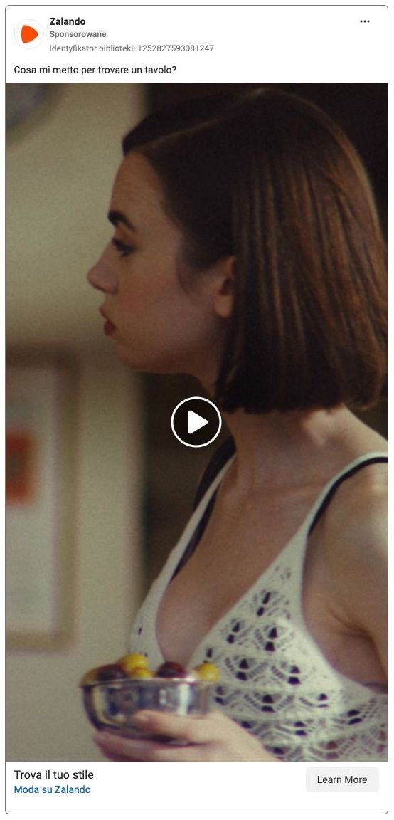 Zalando Meta ad example started 2026-04-19: Trova il tuo stile, Trova il tuo stile