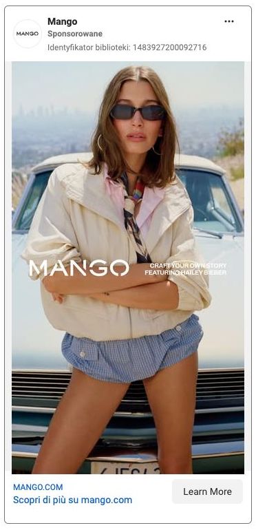 Mango Meta ad example started 2026-05-12: Craft your own story, Craft your own story