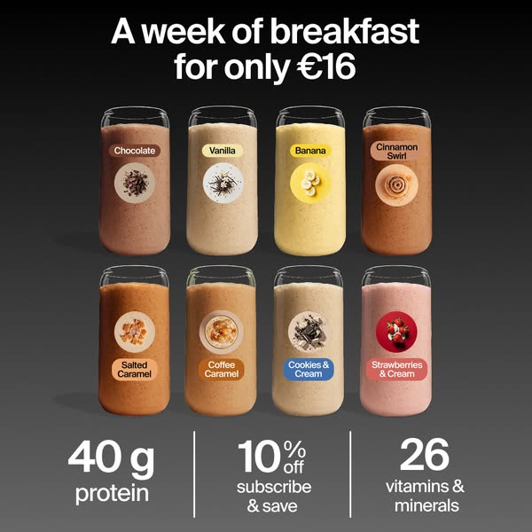 Huel Meta ad example started 2026-03-20: Quick, balanced meals for busy lives, Pasti veloci e bilanciati per una vita piena di impegni, Des repas rapides et équilibrés pour les vies occupées, Refeições rápidas e equilibradas para vidas ocupadas, Comidas rápidas y equilibradas para vidas ajetreadas, Nopeita, tasapainoisia aterioita kiireiseen elämään