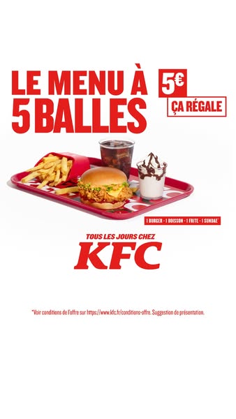 KFC Meta ad example started 2026-04-29: 5 balles et c’est réglé, 5 balles et c’est réglé