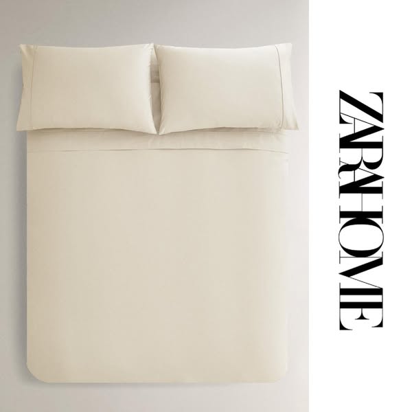 Zara Home Meta ad example started 2026-04-02: Cobertura de sommier algodão piqué, Capa edredão percal (300 fios), Lençol baixo percal | 30 cm altura (300 fios), Cobertura de sommier algodão piqué, Cobertura de sommier canutilho, Cobertura de sommier canutilho